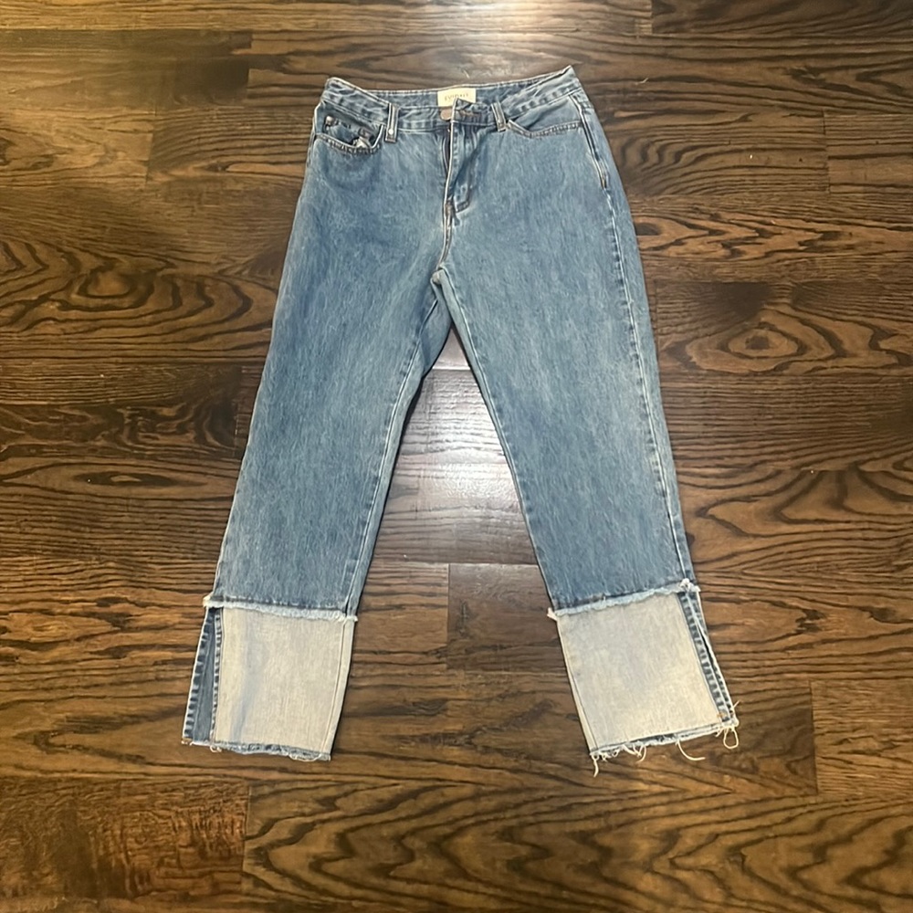 wide leg two toned jeans